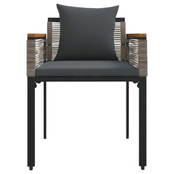 Gartenmöbel Set mit Kissen 4 pcs Grau und Dunkelgrau PE-Rattan