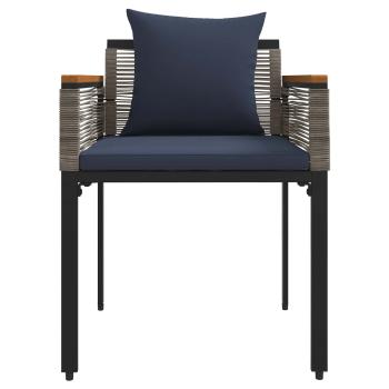 Gartenmöbel Set mit Kissen 4 pcs Grau und Marineblau PE-Rattan