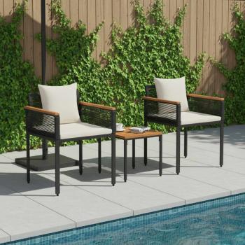ARDEBO.de - Gartenmöbel Set 3 pcs Schwarz und Cremeweiß PE-Rattan