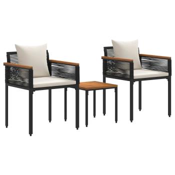 Gartenmöbel Set 3 pcs Schwarz und Cremeweiß PE-Rattan