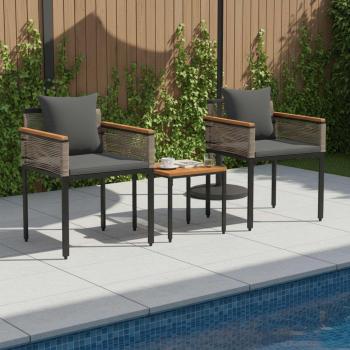 ARDEBO.de - Gartenmöbel Set mit Kissen 3 pcs Grau und Dunkelgrau PE-Rattan