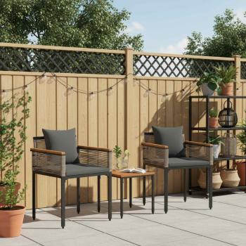 Gartenmöbel Set mit Kissen 3 pcs Grau und Dunkelgrau PE-Rattan