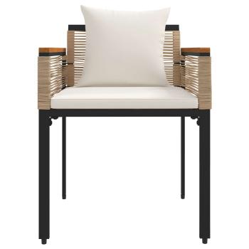 Gartenmöbel Set mit Kissen 3 pcs Beige und Cremeweiß PE-Rattan