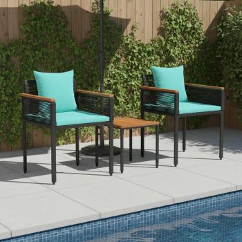 ARDEBO.de - Gartenmöbel Set mit Kissen 3 pcs Schwarz und Türkis PE-Rattan