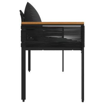 Bank Outdoor mit Kissen Schwarz 117 x 54 x 74,5 cm Poly-Rattan