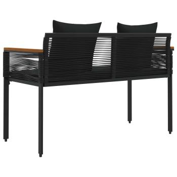 Bank Outdoor mit Kissen Schwarz 117 x 54 x 74,5 cm Poly-Rattan