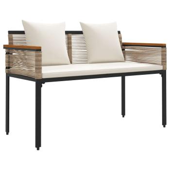 Bank Outdoor Beige und Cremeweiß 117 x 54 x 74,5 cm Poly-Rattan