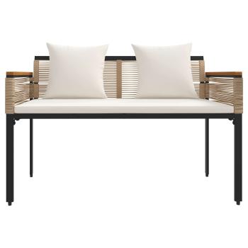 Bank Outdoor Beige und Cremeweiß 117 x 54 x 74,5 cm Poly-Rattan