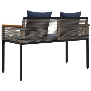 Bank Outdoor Grau und Marineblau 117 x 54 x 74,5 cm Poly-Rattan