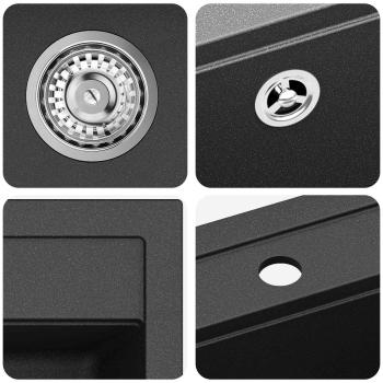 Waschbecken Schwarz 795 x 505 mm 80% Quarz und 20% Harz