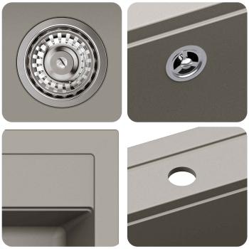 Waschbecken Grau 795 x 505 mm 80% Quarz und 20% Harz