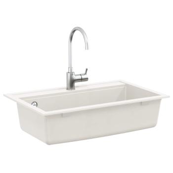 Waschbecken Weiß 795 x 505 mm 80% Quarz und 20% Harz