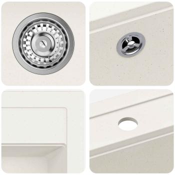 Waschbecken Weiß 795 x 505 mm 80% Quarz und 20% Harz