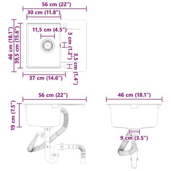 Waschbecken Beige 560 x 460 mm 80% Quarz und 20% Harz