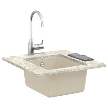 Waschbecken Beige 370 x 460 mm 80% Quarz und 20% Harz