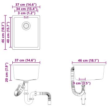 Waschbecken Weiß 370 x 460 mm 80% Quarz und 20% Harz