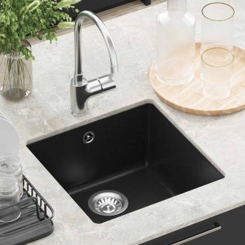 Waschbecken 80% Quarz und 20% Harz 430 x 460 mm Schwarz