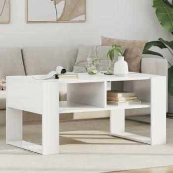 ARDEBO.de - Couchtisch mit Speicher Weiß 92 x 53 x 45 cm Holzwerkstoff