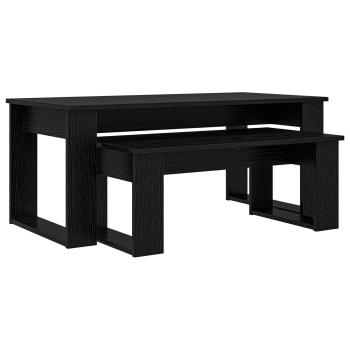 Kaffeetisch Set 2 pcs Schwarz Eichen-Optik Holzwerkstoff