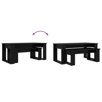 Kaffeetisch Set 2 pcs Schwarz Eichen-Optik Holzwerkstoff