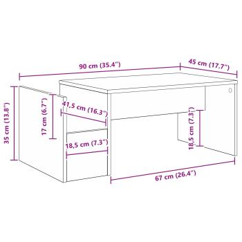 Couchtisch Geräucherte Eiche 90 x 45 x 35 cm Holzwerkstoff