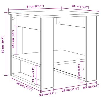 Couchtisch Schwarz Eichen-Optik 51 x 50 x 50 cm Holzwerkstoff
