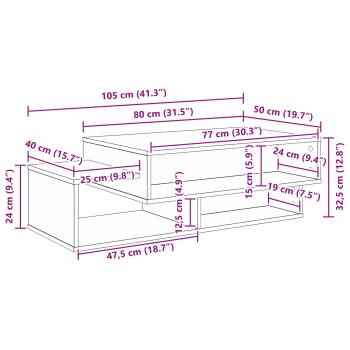 Couchtisch Graues Sonoma 105 x 50 x 32,5 cm Holzwerkstoff