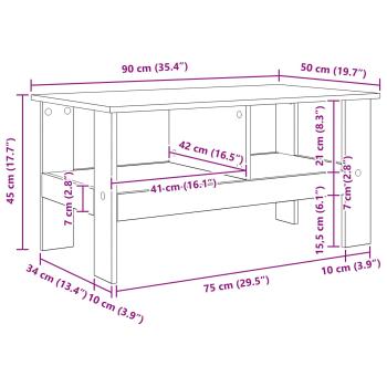 Couchtisch Schwarz Eichen-Optik 90 x 50 x 45 cm Holzwerkstoff