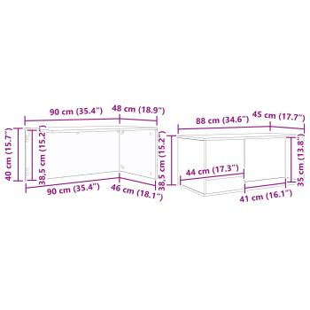 Kaffeetisch Set 2 Stk. Schwarz Eichen-Optik 90 x 48 x 40 cm