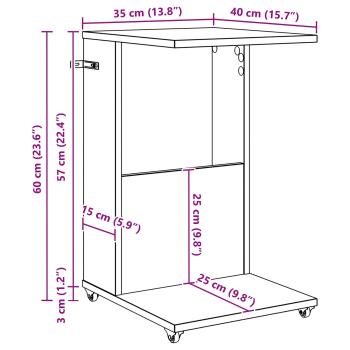 Beistelltisch Mit Rad Weiß 40 x 35 x 60 cm Holzwerkstoff