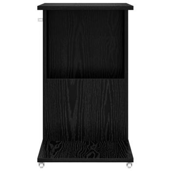 Beistelltisch Mit Rad Schwarz Eichen-Optik 40 x 35 x 60 cm