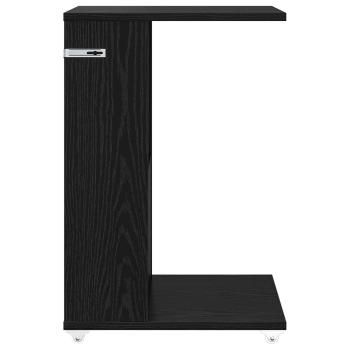 Beistelltisch Mit Rad Schwarz Eichen-Optik 40 x 35 x 60 cm