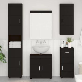ARDEBO.de - Badezimmer-Wandschrank mit Tür TULUM Schwarz 37 x 24,5 x 86 cm