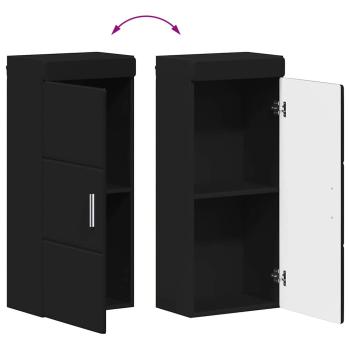 Badezimmer-Wandschrank mit Tür TULUM Schwarz 37 x 24,5 x 86 cm