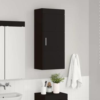 Badezimmer-Wandschrank mit Tür TULUM Schwarz 37 x 24,5 x 86 cm