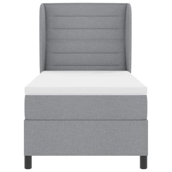 Boxspringbett mit Matratze Hellgrau 90 x 200 cm Stoff