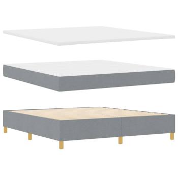 LED Boxspringbett mit Matratze Hellgrau 180 x 200 cm Stoff