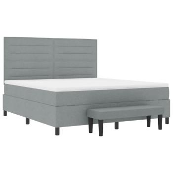 Boxspringbett mit Matratze Hellgrau 180 x 200 cm Stoff