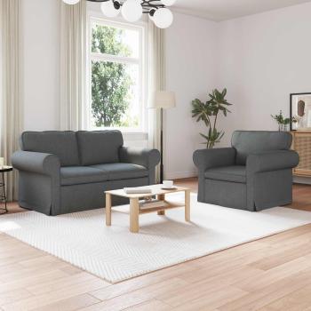 ARDEBO.de - Sofa 2 pcs Dunkelgrau Metall