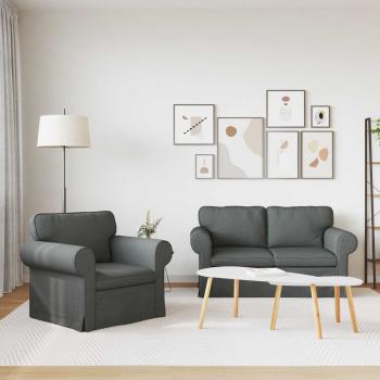 Sofa 2 pcs Dunkelgrau Metall