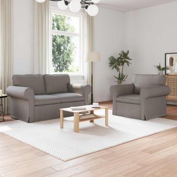 ARDEBO.de - Sofa 2 pcs Taupe Metall