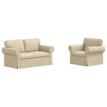 Sofa 2 pcs Creme Metall