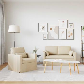 Sofa 2 pcs Creme Metall