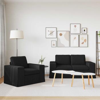 Sofa Set 2 stk. Schwarz Stoff
