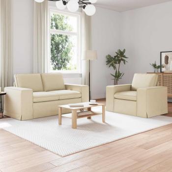 ARDEBO.de - Sofa 2 pcs Creme Metall