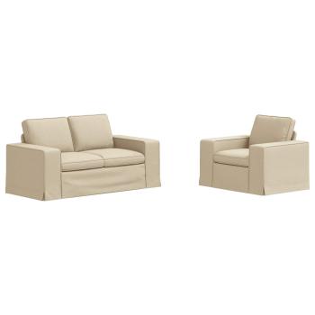 Sofa 2 pcs Creme Metall