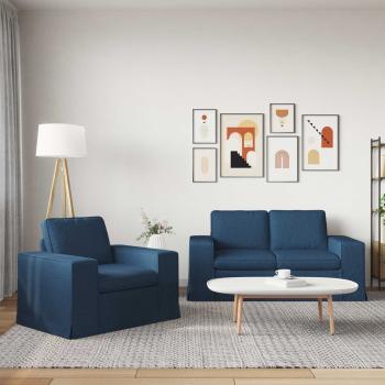 Sofa 2 pcs Blau Metall