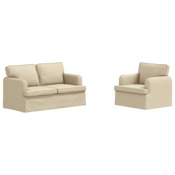 Sofa 2 pcs Creme Metall