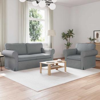 ARDEBO.de - Sofa 2 pcs Hellgrau Metall