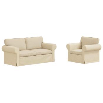 Sofa 2 pcs Creme Metall